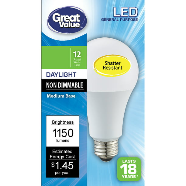 UL Listed 12 Watts Frost Finish 120 Volt E26 Medium Base Sunlite 81027-SU LED A19 Household Light Bulbs 4 Pack 75W Equivalent 6500K-Daylight Non-Dimmable 1100 Lumens 